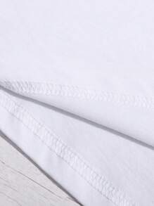 SHEIN 女式夏季字母印花短袖休闲常规圆领 T 恤 - 白色 - 查看 5