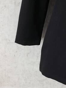 Tween Girl Dual-Breasted Lapel NeckJacket Fall Winter - Black - View 4