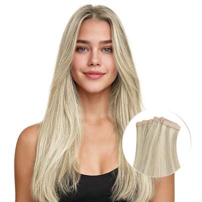 9AM Hair 20PCS Straight Tape In 100% Human Hair Extensions 14-24inches 50G/Pack For Salon Natural High Quality Real Remy Human Hair Silky Seamless Invisible PU Tape In Hair Extensions Winter Christmas Halloween Costumes Autumn Outfits Women Fall Outfits