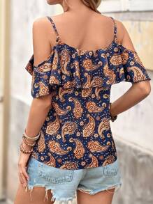 Brillora In Off Shoulder Xù Hoa Sen Cami ngọn - Nhiều màu - Xem 2
