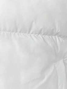 SHEIN PETITE Zip Up Reversible Hooded Padded Coat Women White Jacket In Fall/Winter