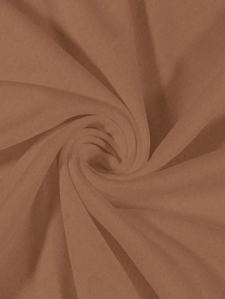 SHEIN 女式加大码蝴蝶结印花短袖T恤 - 棕色 - 查看 4