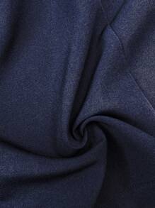 Elenzga 大码女式两件套：双排扣简约西装外套和宽松西装裤，时尚通勤别致职业休闲优雅商务装 - 藏蓝色 - 查看 6