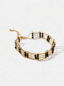 MOTF PREMIUM 18K GOLD PLATED ELEGANT PEARL BRACELET FOR WOMEN - Yellow Gold - View 3