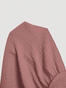 SHEIN MOD Plus Size Women's Pink V-Neck Ruched Waist Short Jumpsuit - Dusty Pink - View 5