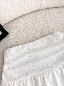 Váy ngắn chữ A dệt kim màu trắng đơn giản, thoải mái, đa năng, phù hợp cho mọi mùa - trắng - Xem 8
