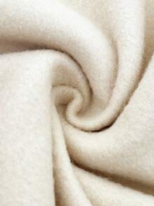 SHEIN 青少年女孩休闲运动/学校，返校季，运动/圆领/刺绣/阔腿裤/连帽衫/运动裤/两件套/波西米亚风/街头服饰~套头衫~舒适运动连帽衫套装，心形刺绣厚羊毛衫 - 杏色 - 查看 5