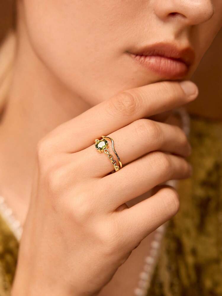 18K GOLD PLATED RHINESTONE OPEN RING