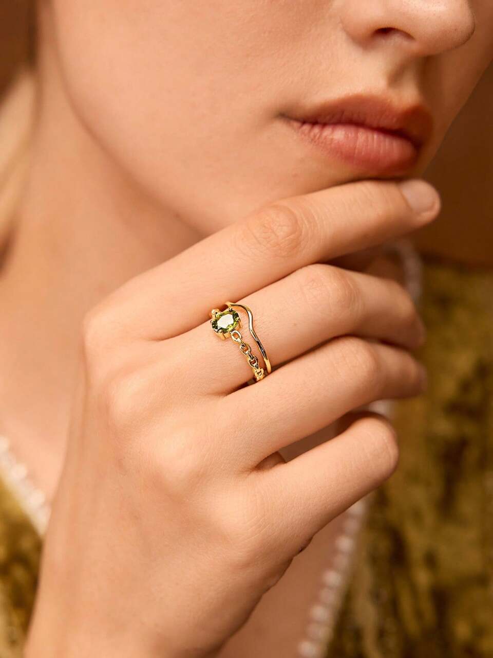 18K GOLD PLATED RHINESTONE OPEN RING