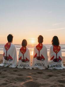 SHEIN 1 pièce Grande serviette de plage microfibre à séchage rapide inspirée de l'Aperol Spritz - Motif floral tropical, légère et absorbante, parfaite pour la natation, la gym, le yoga - Compagnon de voyage idéal, serviettes de plage essentiels de plage