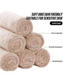 SHEIN Microfiber Coral Fleece Hand Towel Set, Super Absorbent Face Towel, Multi-Purpose Use For Drying Hair, Drying Water, Wiping Cars, Sports, Travel, Etc, Bathroom Supplies 3/6PCS - Brown - View 2
