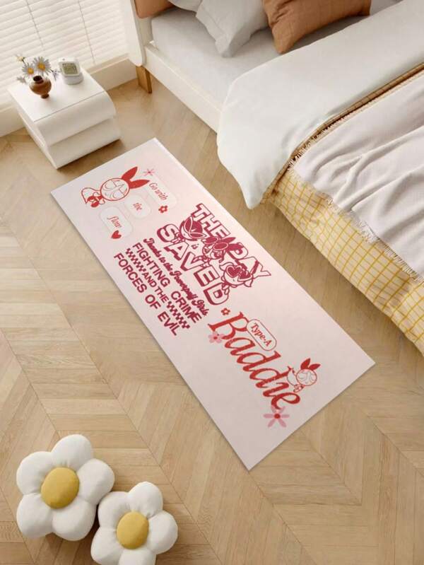 THE POWERPUFF GIRLS X SHEIN Diatomite Bath Mat Cartoon Non-Slip Bathroom Rug, Quick-Dry Absorbent Mat