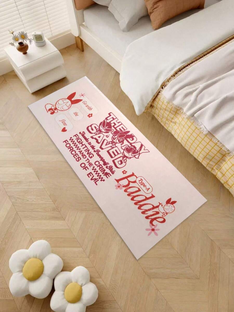 THE POWERPUFF GIRLS X SHEIN Diatomite Bath Mat Cartoon Non-Slip Bathroom Rug, Quick-Dry Absorbent Mat - Multicolor - View 1