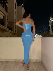 SHEIN Unity Vestido maxi ajustado con tirantes para mujer