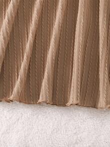 SHEIN Tween 女童休闲拼色拼布纹理面料字母贴花长袖连衣裙，秋季 - 卡其色 - 查看 4