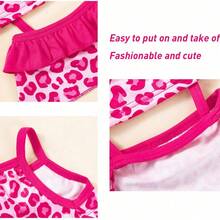 Conjunto de traje de baño para perro, ropa para perro, falda y traje de baño con estampado de leopardo rosa, bikini de verano transpirable y con estilo, accesorios de fotografía para mascotas, suministros para mascotas, adecuado para perros y gatos para nadar