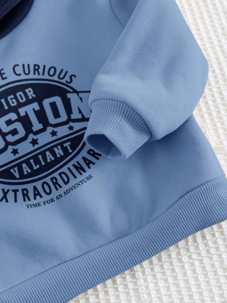 Cozy Pixies Baby Boy Letter Pattern Contrast Color Sweatshirt,In Fall/Winter - Multicolor - View 5