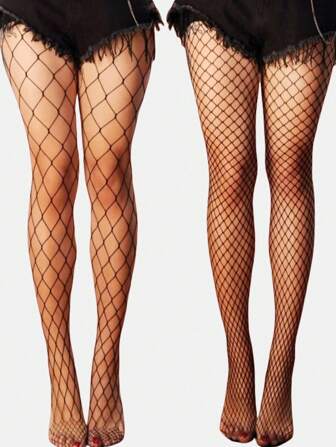 Goth 3 pares de calcetines de red para mujer en color negro, surtido de: malla fina, malla mediana y malla grande, todo temporada