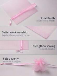 50pcs Organza Gift Bags With Drawstring Cord For Jewelry, Candy, Wedding, Party - Pink - View 5