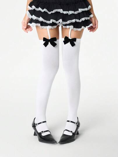 Grunge Punk زوج من جوارب مشبك بأسلوب جوثي داكن