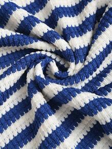 Sweetra 女式撞色条纹露背针织抹胸紧身迷你连衣裙，修身腰部，夏季 - 彩色 - 查看 7