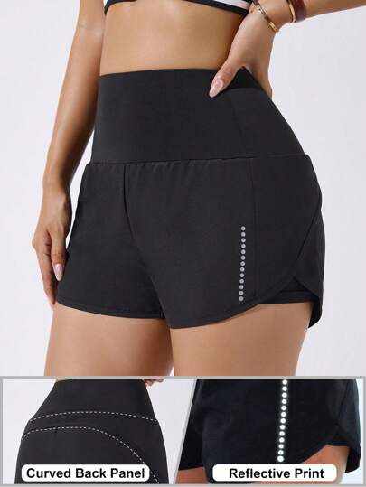 SHEIN Sports 女士运动瑜伽短裤，带口袋，二合一