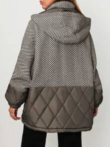 EURMUSE Women's Multicolor Half Wool Half Quilted Elegant Winter Coat - Multicolor - View 2