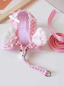 PETSIN 1 petit harnais de poitrine avec ailes pour Teddy, Bichon, Chat, Petit Chien. Laisse de promenade à la maison, Harnais de poitrine pour petit chien à l'extérieur, Laisse pour animal de compagnie - Multicolore - Voir 6