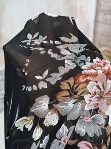 SHEIN PETITE Veste décontractée transparente à imprimé floral pour les vacances - Multicolore - Voir 7