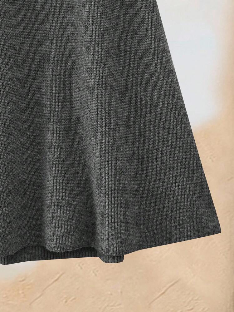 Women's Casual Button-Up Cardigan & Skirt 2 Pieces Set, Autumn/Winter Knit Two Pieces Set 2 Pieces Skirt Sets Women Sweater Sets For Women Grey Set Women Knit Set Fall Clothes For Women  Autumn Clothes  Autumn Women Women's Winter Sweater Women's Winter Clothes