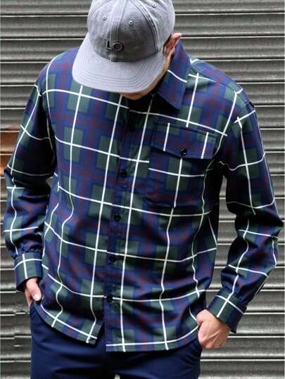 SHEIN Teen Boys' Colorful Plaid Oversized Casual Shirt, Comfortable School/College Style, Versatile, Soft Fabric, Suitable For Daily Wear, School, Outings, Outdoor Activities, All Seasons