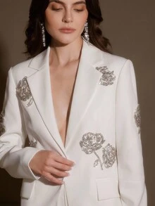 Anewsta 束腰缀饰单扣西装外套 - 白色 - 查看 7