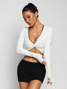 Dewbera Camiseta deportiva de mujer de manga larga y unicolor casual