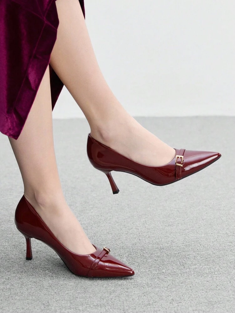 CUCCOO BIZCHIC Burgundy Women's High Heel Pumps, Sexy Stiletto Pointed Toe Shoes For Outdoor, Work, Party, Banquet For Christmas Spring Shoes