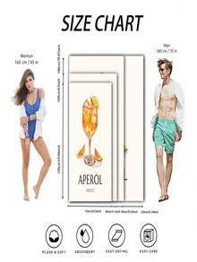 SHEIN 1 pièce Grande serviette de plage microfibre à séchage rapide inspirée de l'Aperol Spritz - Motif floral tropical, légère et absorbante, parfaite pour la natation, la gym, le yoga - Compagnon de voyage idéal, serviettes de plage essentiels de plage