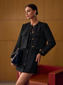 MOTF PREMIUM CHAQUETA ABOTONADA DE TWEED