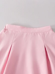 SHEIN Sparklyn 2pcs Girls' Pink Sweet School Style 2 In 1 Long Sleeve Shirt, Vest And Skirt Set, Suitable For School, Casual Outings, And Party Occasions Fall Winter - Multicolor - View 8