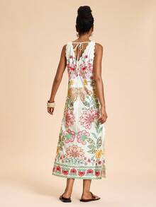 Travachic Váy cổ chữ V in họa tiết du lịch dành cho nữ - Nhiều màu - Xem 2