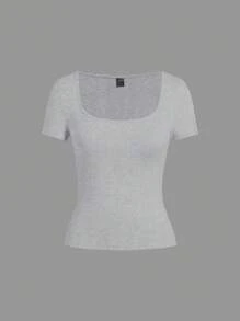 SHEIN EZwear Gói 3 áo thun cổ tròn ôm sát cơ bản dành cho nữ, nhiều màu - Nhiều màu - Xem 11