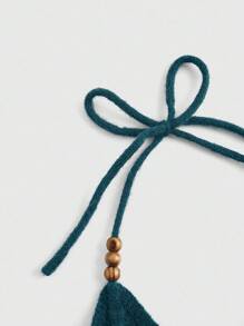 ROMWE Hippie Women's Floral Embroidery Halter Neck Knit Top - Blue - View 4