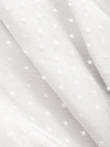 FRIFUL Women's Elastic Waist Polka Dot Mesh Skirt - White - View 5