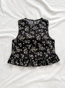 Soleia Top floral bajo con fruncido - Negro - Ver 6