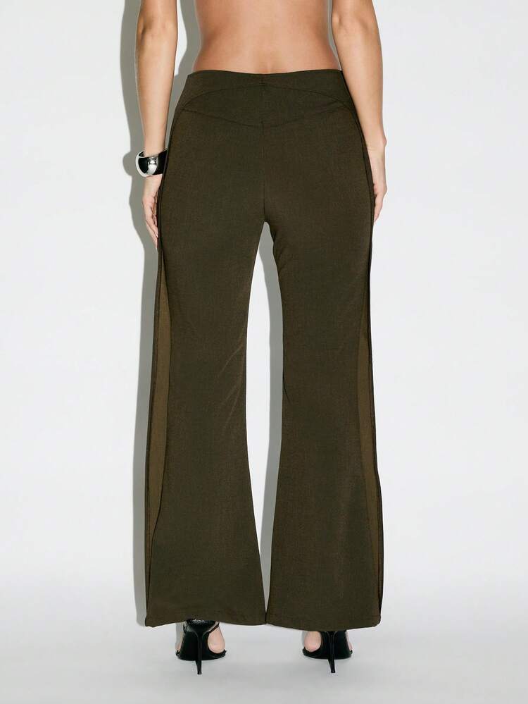 KIZN Wide Leg Palazzo Pants With Belt Buckle Detail