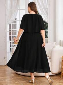 Modelyn 女式加大码优雅简约短袖宽松休闲连衣裙