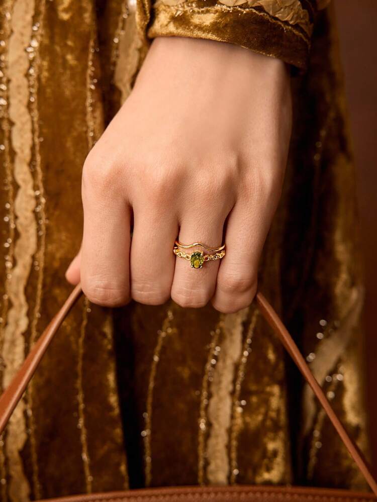 18K GOLD PLATED RHINESTONE OPEN RING