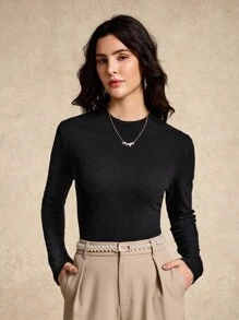 House of One Casual Textured Knitted Autumn Casual Top