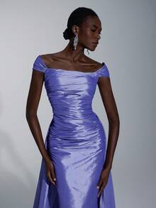 Elitara 优雅、浪漫、性感、极简、灰粉棕、闪亮缎面、美人鱼轮廓、胶骨紧身胸衣、鱼尾裙、拖尾、时尚、网红、节日、度假、生日派对、婚礼活动、正式晚礼服 - 紫色 - 查看 8