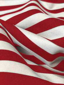 Franclia Elegant U-Neck Short Sleeve Butterfly Hem Slit Waist Striped Knit T-Shirt For Women, Spring/Summer