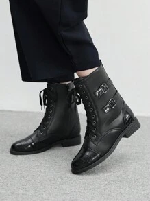 CUCCOO BIZCHIC 时尚百搭的系带女式踝靴 - 黑色 - 查看 3