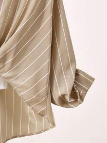 Franclia 2 pièces Ensemble de chemise sans manches rayée décontractée et chemise à manches longues pour femmes - Multicolore - Voir 4